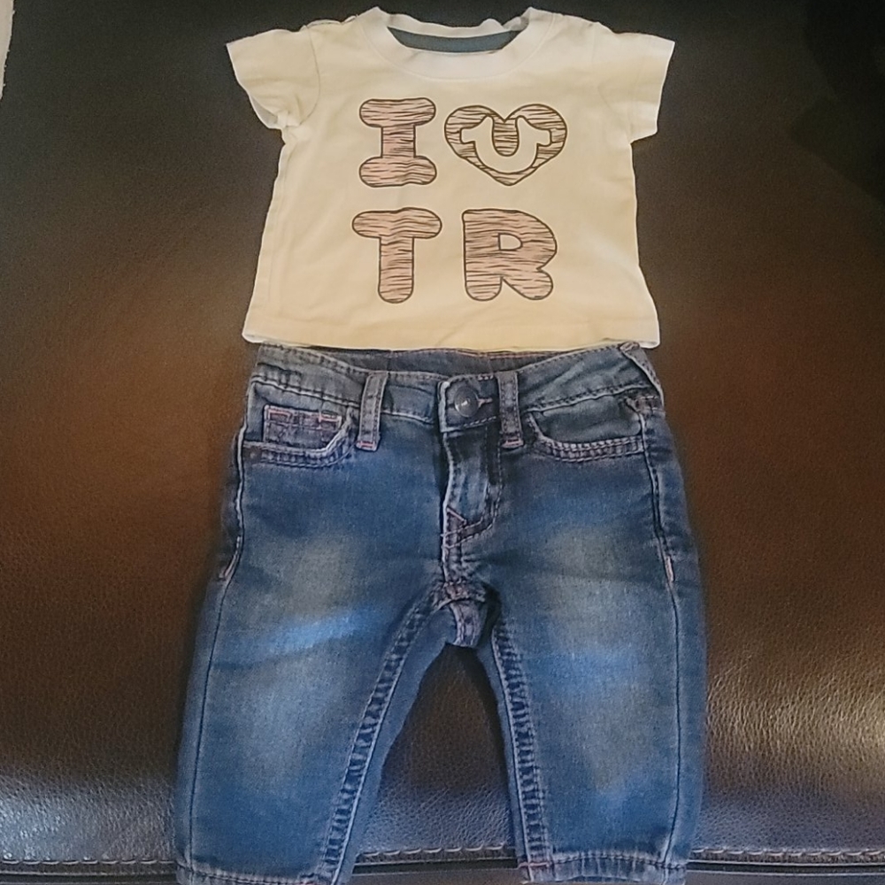 Girls 6mo True Religion 2 piece SS set with jeans